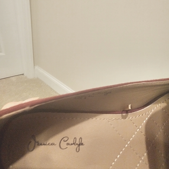 Jessica Carlyle Burgundy Suede Loafers with Decorative Gold Band - Picture 7 of 7